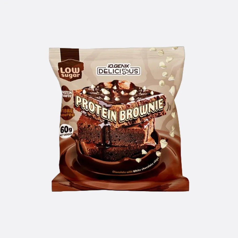 iO.GENIX Protein Brownie 60 g – Pépites de chocolat blanc